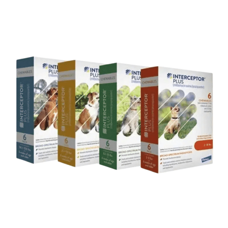 Interceptor Dewormer product line boxes
